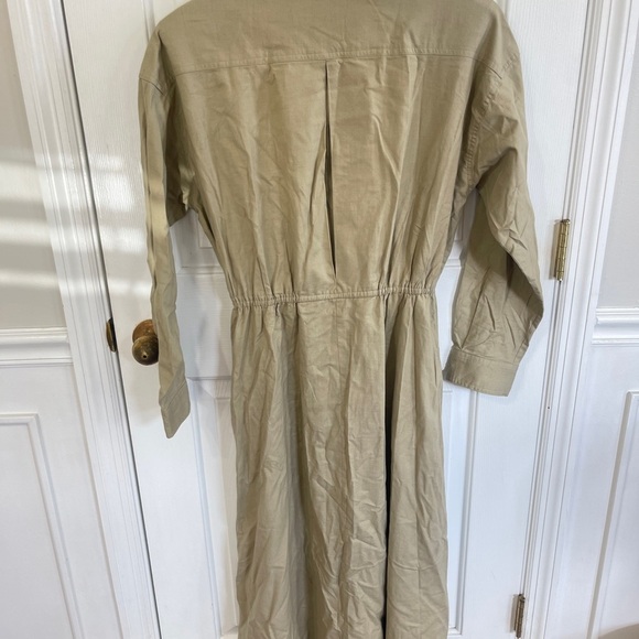 Vintage Impromptu Khaki Shirt Dress Size 12 Tall  w Matching Belt  100% Cotton - Picture 3 of 5